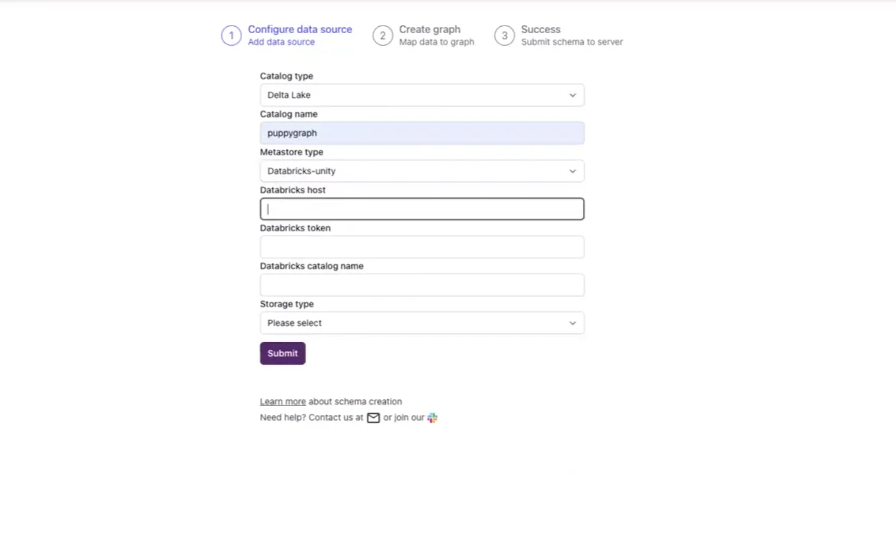 PuppyGraph schema builder UI